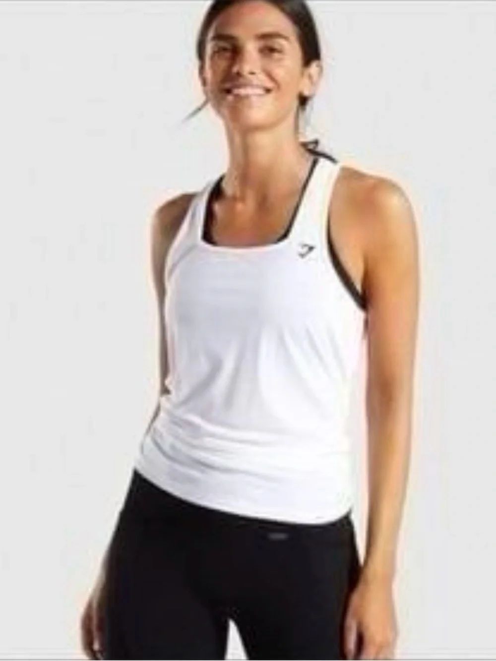 GYMSHARK | Tie Back Vest Tank Top White Black Embroidered Logo Women’s Size XS